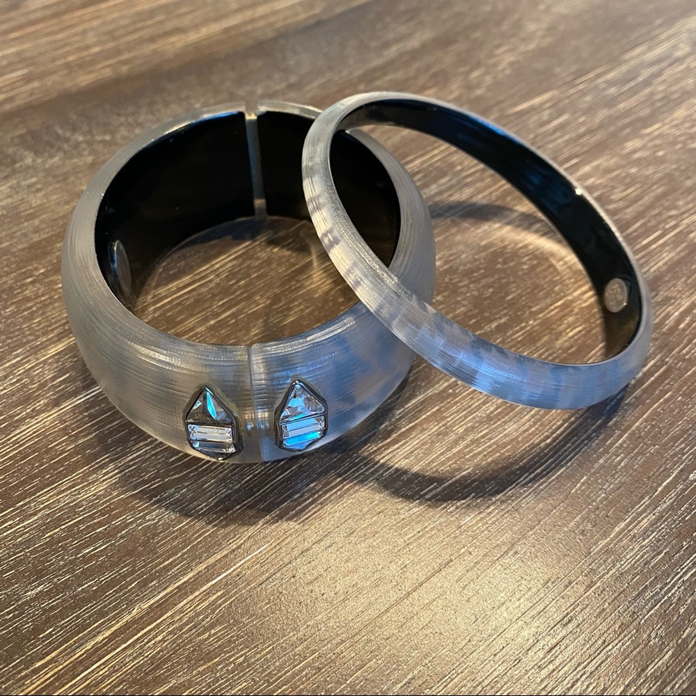 Alexis Bittar Bangles Set Silver Houndstooth